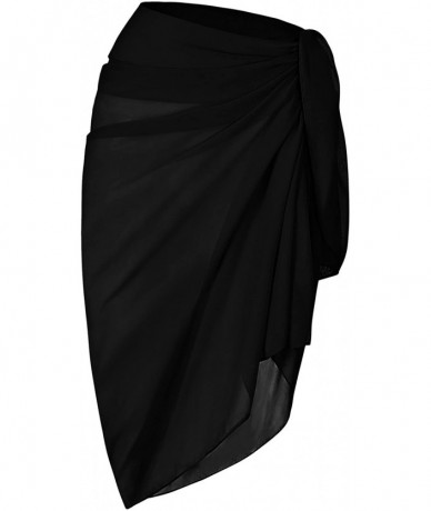 Cover-Ups Women's Beach Cover Up Sarong Dress Pareo Wrap Chiffon - 2 Pack-Solid Black & White - CO18D4Q0MS0 $24.72