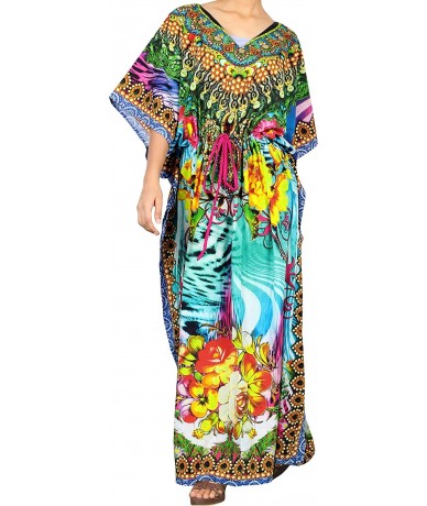 Cover-Ups Women's One Size Kaftan Wedding Dresses Sleepwear Cover Ups Drawstring - Multicolor_a788 - CB12O3KLWER $49.47