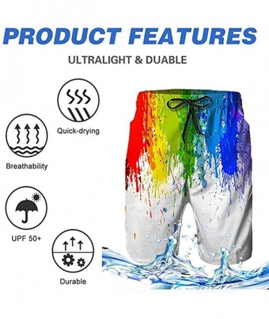 Board Shorts Mens Casual Beach Shorts Swim Trunks Quick Dry Half Pants - Beatuiful Feathers - C419CDR76KR $43.89