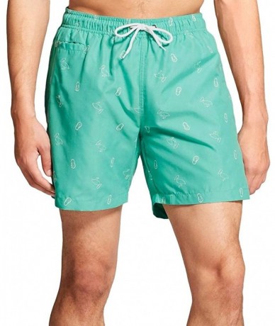 Trunks Trunks Men's 6.5 San-O Elastic Waist - Sea Green Pelicans M - CL18RX0RKX8 $20.51