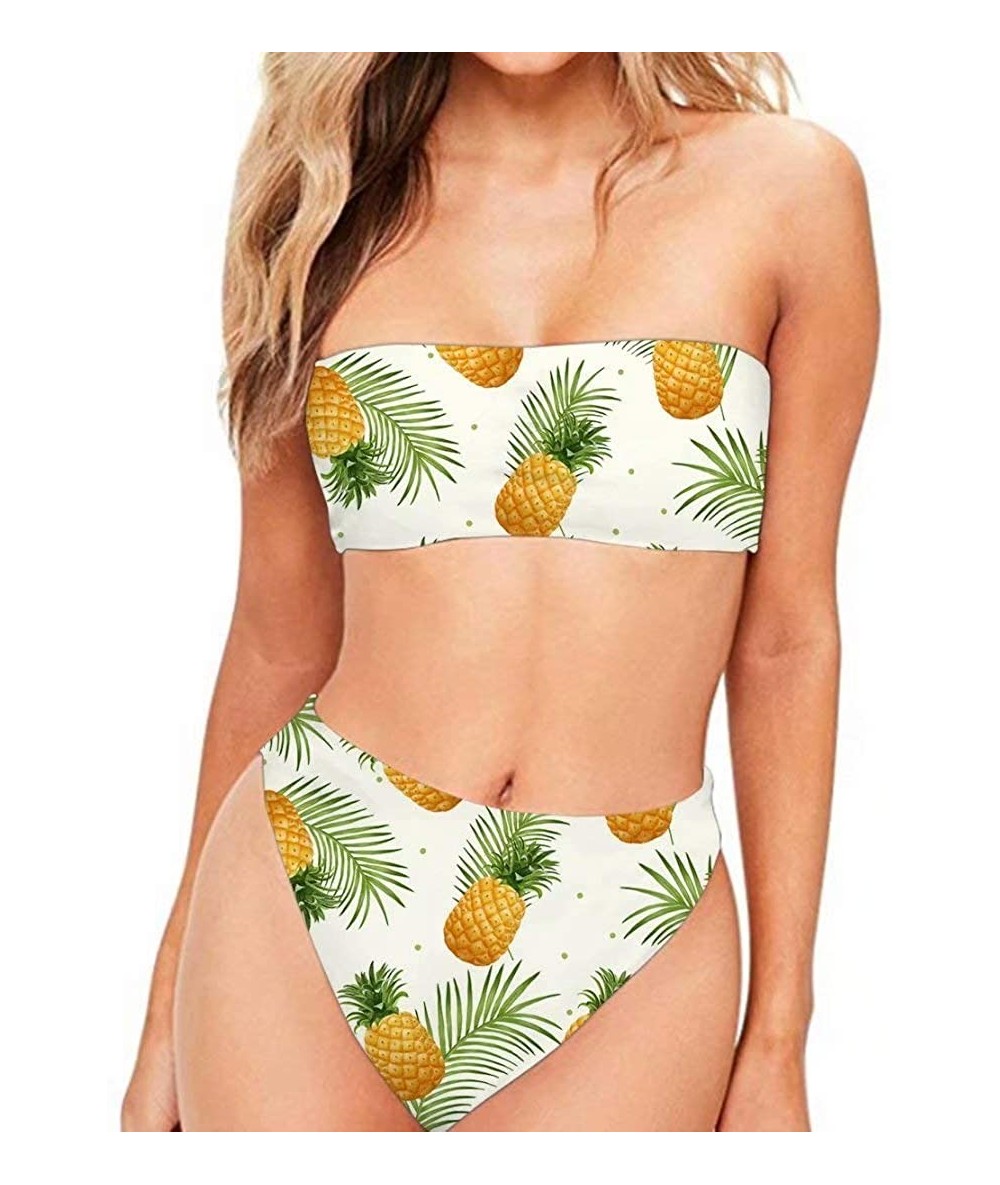 Racing Line Print Bohemia Women 2 Pieces Bikini Strapless High Cut Swimsuits - Pattern 2 - CN18QAT2ZEL $41.32