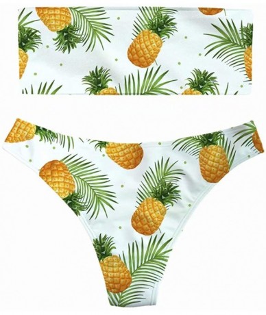 Racing Line Print Bohemia Women 2 Pieces Bikini Strapless High Cut Swimsuits - Pattern 2 - CN18QAT2ZEL $41.32