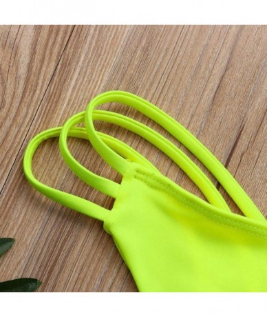 Tankinis Women Sexy Bottoms Bikini Bandage Thong G-String Swimsuit Cheeky V Swim Trunks - Fluorescent Yellow - CM18C9Q70XA $1...