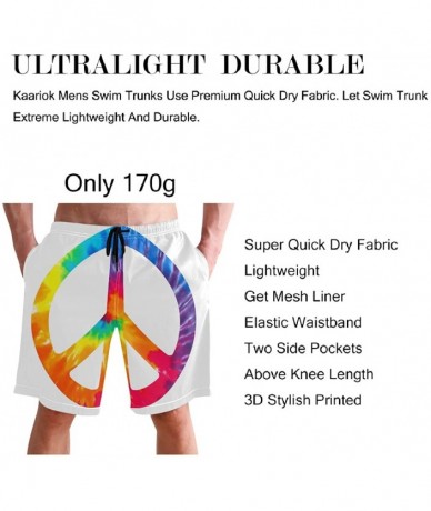 Racing Chic Tie Dye Peace Sign Rainbow Colorful Men's Swim Trunks Quick Dry Shorts with Pockets - C7199EA6M0R $41.36