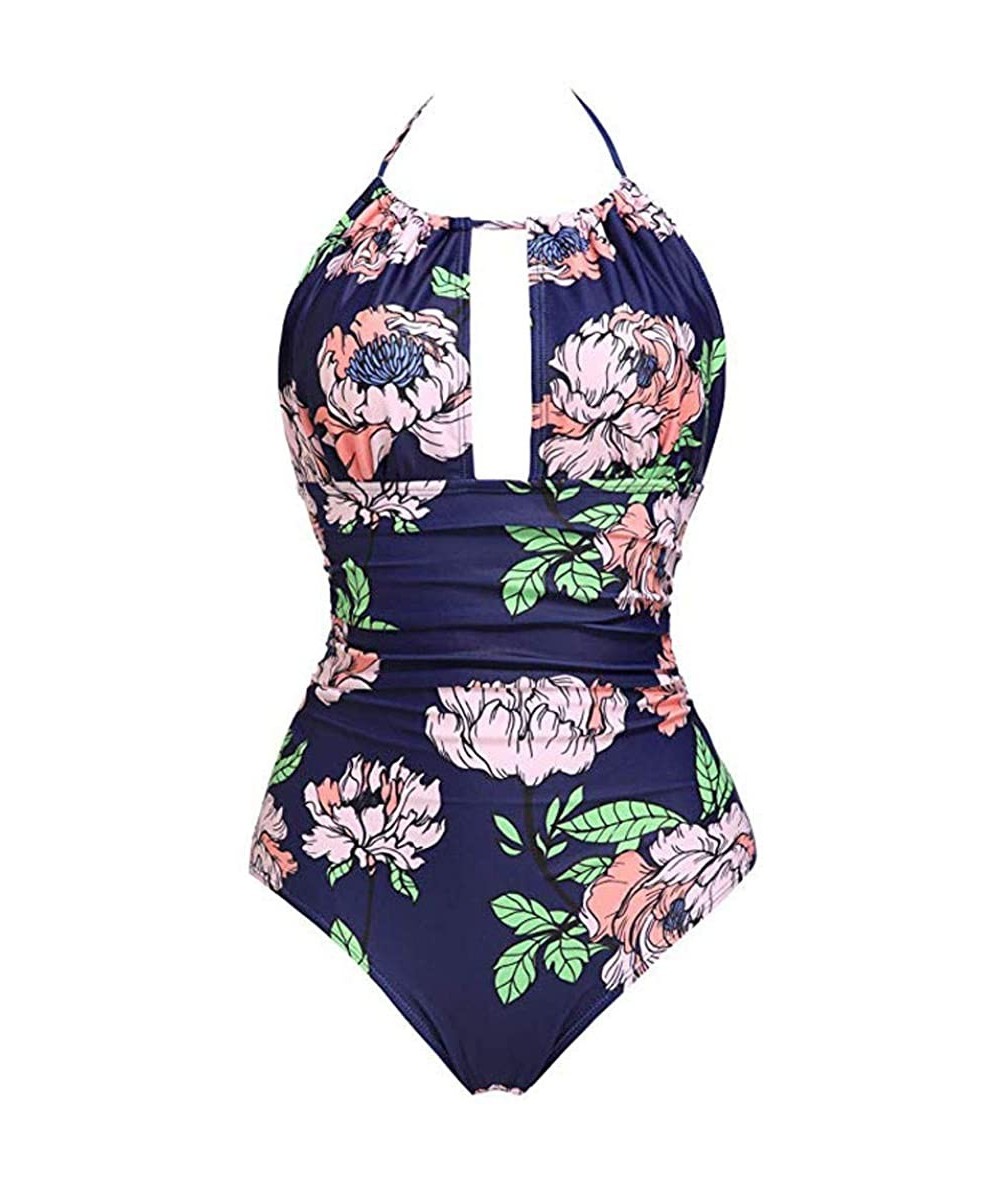 One-Pieces Women's One Piece Swimsuit Tummy Control Swimwear Backless Monokini Bathing Suits Beachwear - Z-1 Purple - C518T9T...