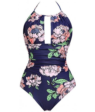 One-Pieces Women's One Piece Swimsuit Tummy Control Swimwear Backless Monokini Bathing Suits Beachwear - Z-1 Purple - C518T9T...