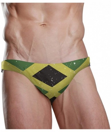 Briefs Men Swimwear Swim Bikini Briefs Barbados Flag Swimsuits Board Surf Shorts Trunks - Jamaican Flag Stripe Caribbean - C3...