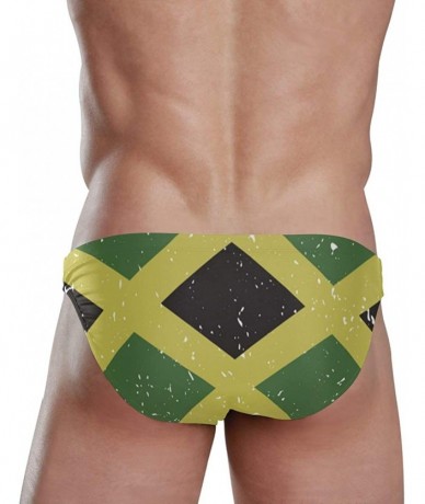 Briefs Men Swimwear Swim Bikini Briefs Barbados Flag Swimsuits Board Surf Shorts Trunks - Jamaican Flag Stripe Caribbean - C3...