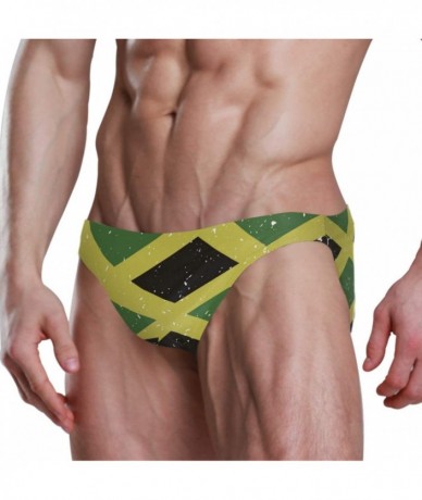 Briefs Men Swimwear Swim Bikini Briefs Barbados Flag Swimsuits Board Surf Shorts Trunks - Jamaican Flag Stripe Caribbean - C3...