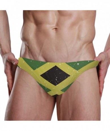 Briefs Men Swimwear Swim Bikini Briefs Barbados Flag Swimsuits Board Surf Shorts Trunks - Jamaican Flag Stripe Caribbean - C3...