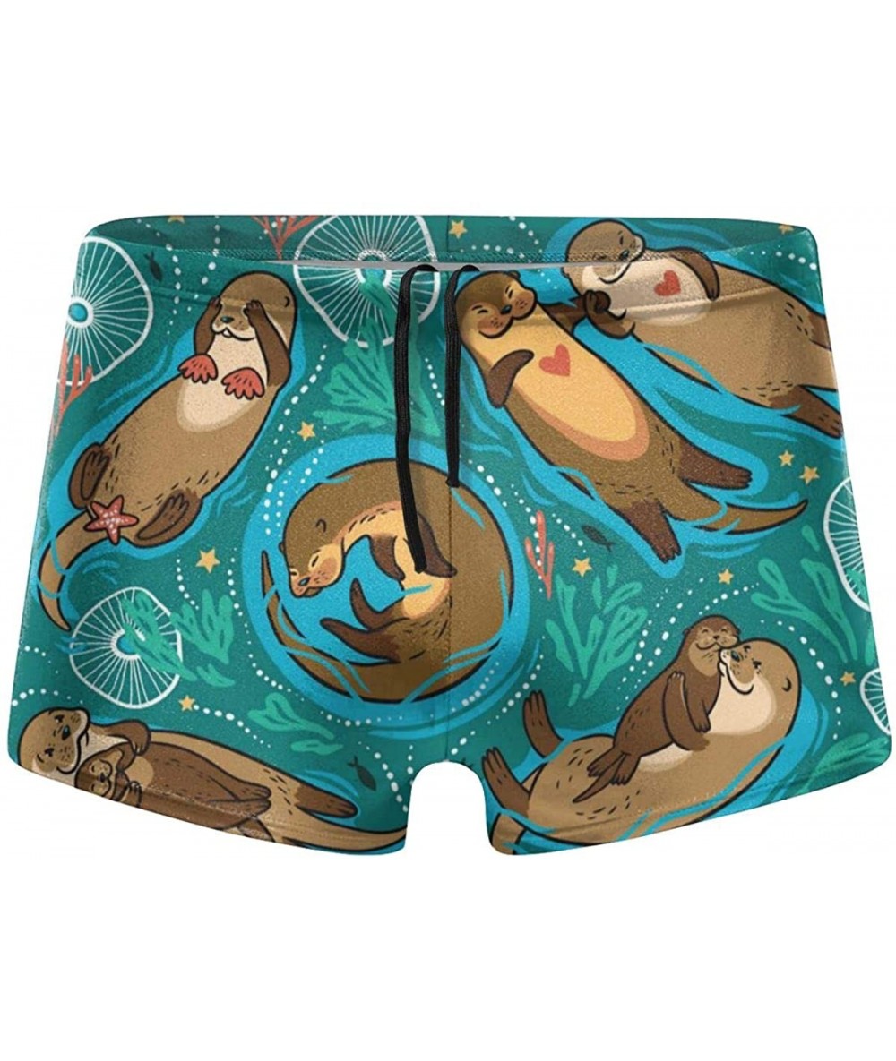 Racing Men's Swim Trunks Cute Otters Quick Dry Boxer Trunks Soft Comfy Bikini Briefs - CP19E8Q9S8Q $48.06