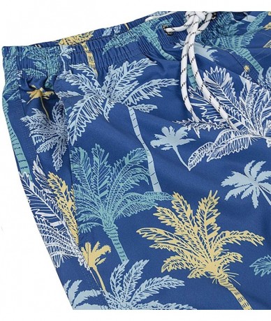 Trunks Men's Board Shorts Swimwear Hawaiian Beach Palm Swimming Trunks Long Floral Bathing Suits - Palm-hw033 - CC19790ZZWX $...