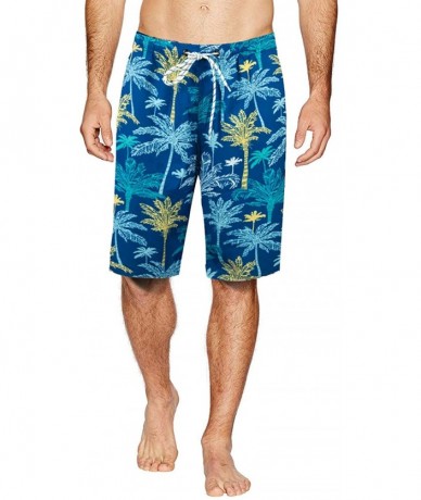 Trunks Men's Board Shorts Swimwear Hawaiian Beach Palm Swimming Trunks Long Floral Bathing Suits - Palm-hw033 - CC19790ZZWX $...