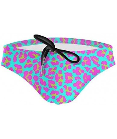 Briefs Pale Rainbow Leopard Print Mens Swim Briefs Drawstring Bikini Sport Swimsuit - Multi5 - CR19CUUMR6C $38.12