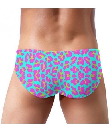 Briefs Pale Rainbow Leopard Print Mens Swim Briefs Drawstring Bikini Sport Swimsuit - Multi5 - CR19CUUMR6C $38.12