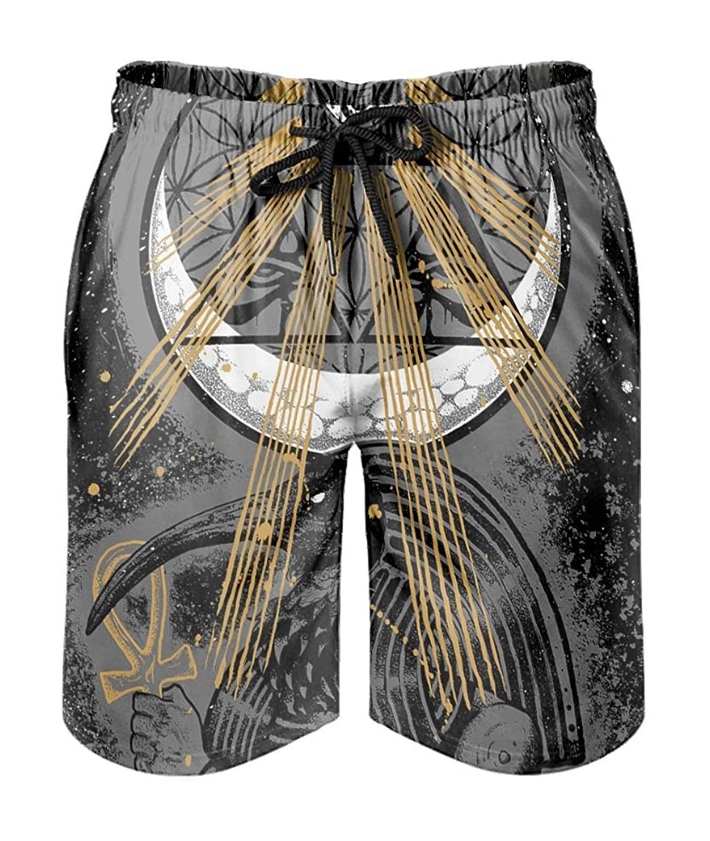 Board Shorts Men's Swim Trunks Egyptian Triangle Eye of Providence Flower of Life Print Slim Fit Surf Bathing Suit with Pocke...