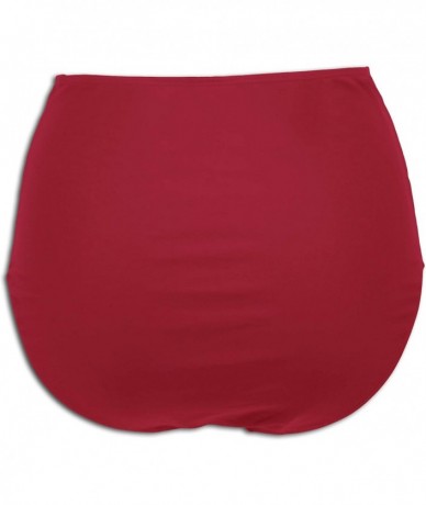 Bottoms Women's Retro High Waisted Bikini Bottom Ruched Side Swim Short Tankinis - Wine Red - C218KRK49YD $35.72