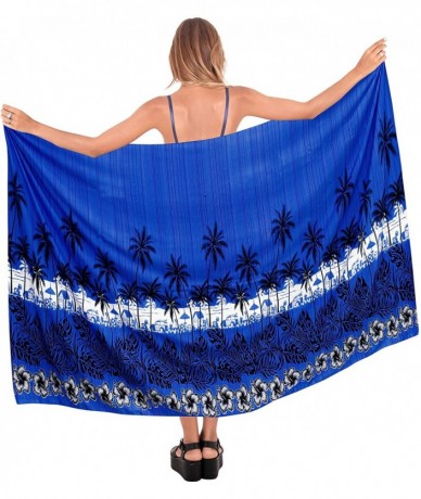 Cover-Ups Women's Swimsuit Cover Up Beach Wrap Skirt Hawaii Sarongs Full Long F - Blue_t427 - C512NU9HNHH $27.21