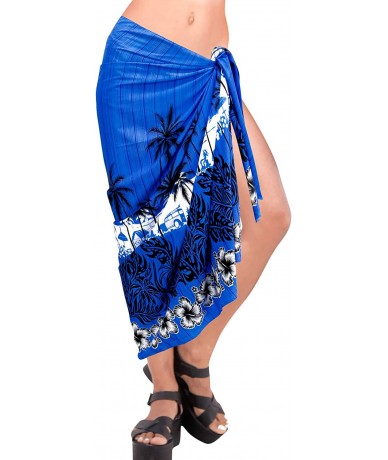 Cover-Ups Women's Swimsuit Cover Up Beach Wrap Skirt Hawaii Sarongs Full Long F - Blue_t427 - C512NU9HNHH $27.21