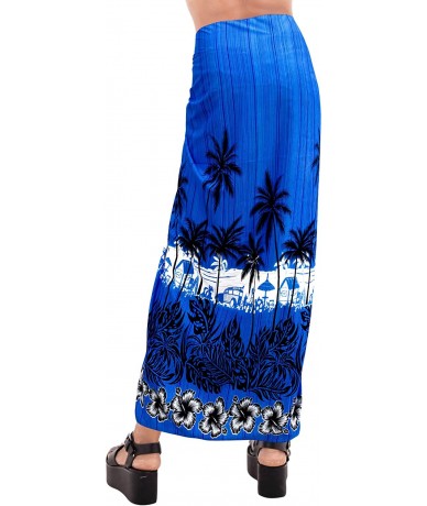 Cover-Ups Women's Swimsuit Cover Up Beach Wrap Skirt Hawaii Sarongs Full Long F - Blue_t427 - C512NU9HNHH $27.21