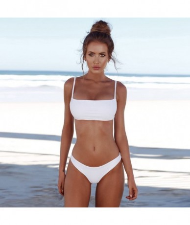 Sets String Bikini Swimsuit for Women Sexy Push Up Brazilian Beachwear Set - White Xl - CQ18OA2U06W $19.56