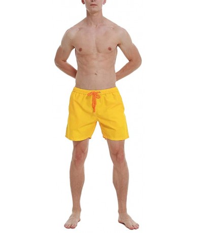 Trunks Mens Color-Changing Beach Swim Trunks - Temperature-Sensitive Beach Quick-Drying Surfing Swimming Trunks - Yellow - CT...