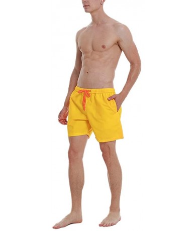 Trunks Mens Color-Changing Beach Swim Trunks - Temperature-Sensitive Beach Quick-Drying Surfing Swimming Trunks - Yellow - CT...