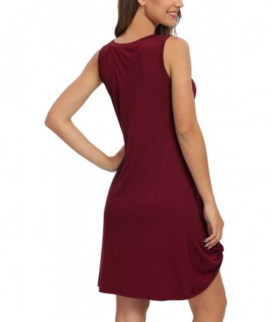 Cover-Ups Women Summer Casual T Shirt Dresses Beach Cover up Side Knot Tank Dress - Wine Red - C8194232RO5 $39.15