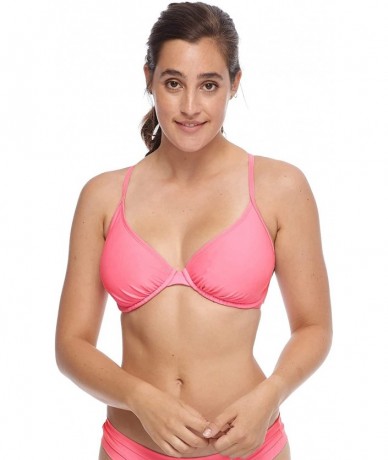 Tops Women's Smoothies Solo Solid Underwire D- Dd- E- F Cup Bikini Top Swimsuit - Smoothies Fling Pink - CX18Z05HZ76 $56.12