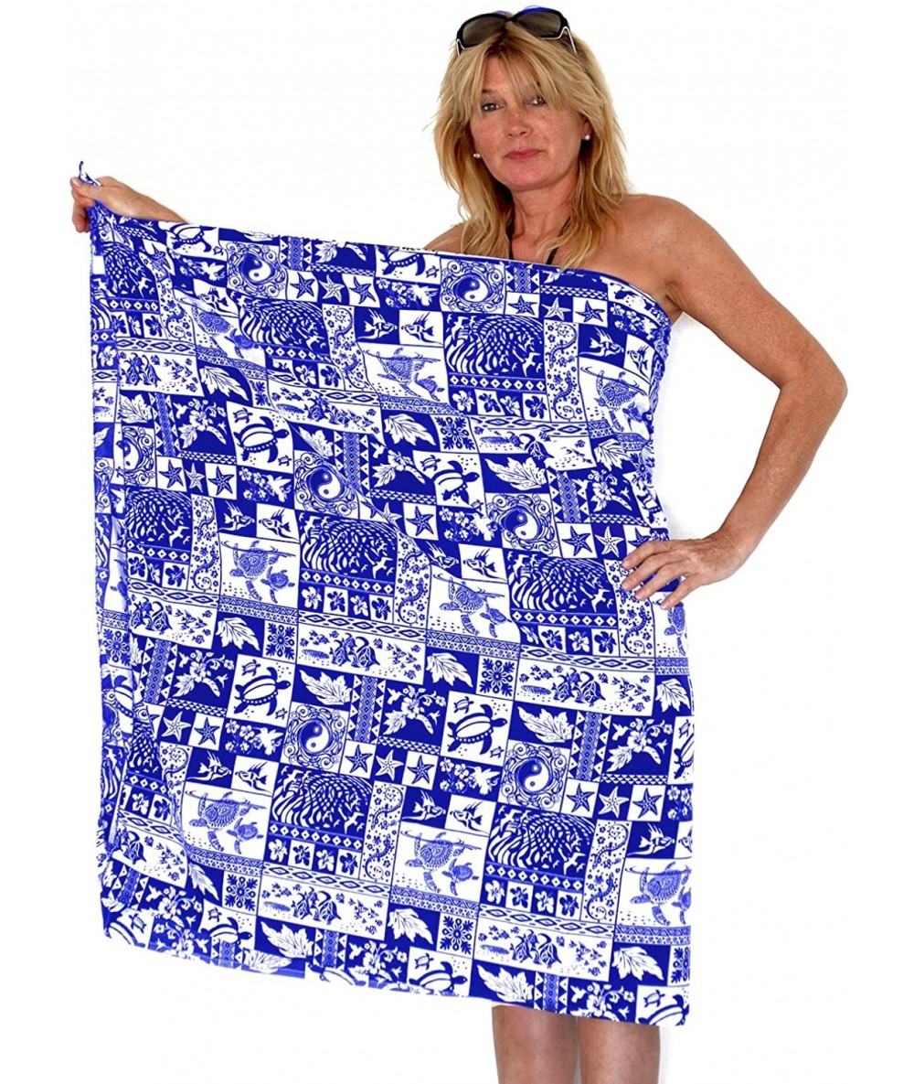 Cover-Ups Funky Hawaiian Sarong Pareo Cover-Up One-Size Unisex Puzzle Multiple Colors - Green - CK12N5LC76D $28.46