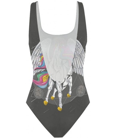 Racing Women's One Piece Swimsuits Racing Training Sports Athletic Swimwear Hammerhead Shark Flying Wings Horse Unicorn - CQ1...