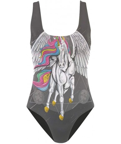 Racing Women's One Piece Swimsuits Racing Training Sports Athletic Swimwear Hammerhead Shark Flying Wings Horse Unicorn - CQ1...