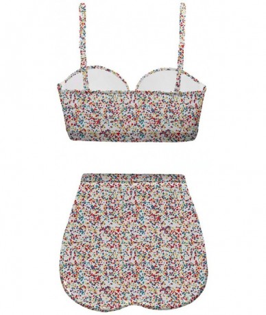 Sets Women's Retro Summer Floral Print Funny Swimsuits High Waisted Bikini Set - Multicolored-4 - CJ196SQDOUS $64.90