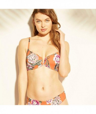 Tops Women's Current Lightly Lined V Wire Bikini Top - Gold Floral - CO194S6TW0D $32.83