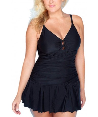 Sets Swimwear for Womens- Summer Plus Size Push-up One-Piece Swim Dress Beachwear Tankini Bikini - Black9 - C518R9KMK0U $27.97