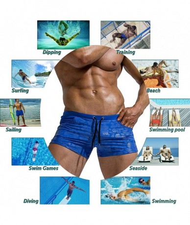 Trunks Men's Swim Trunks Drawstring Quick Dry Nylon Swimming Briefs - B-royalblue - CT18UH04HGY $36.67