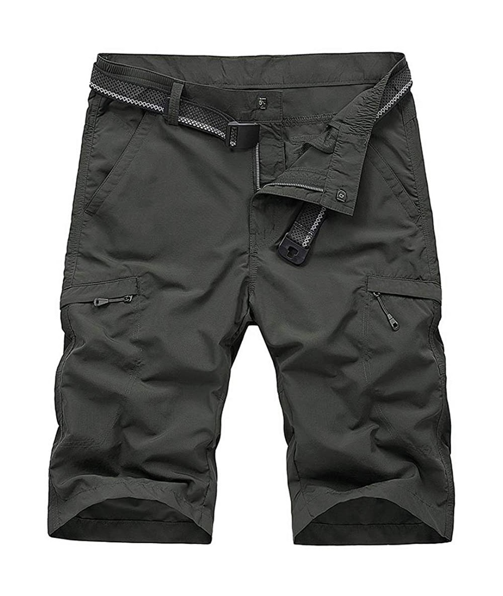 Board Shorts Men's Outdoor Expandable Waist Lightweight Quick Dry Shorts for Hiking Camping - 2078 Dark Grey - CP18HU29ZED $4...