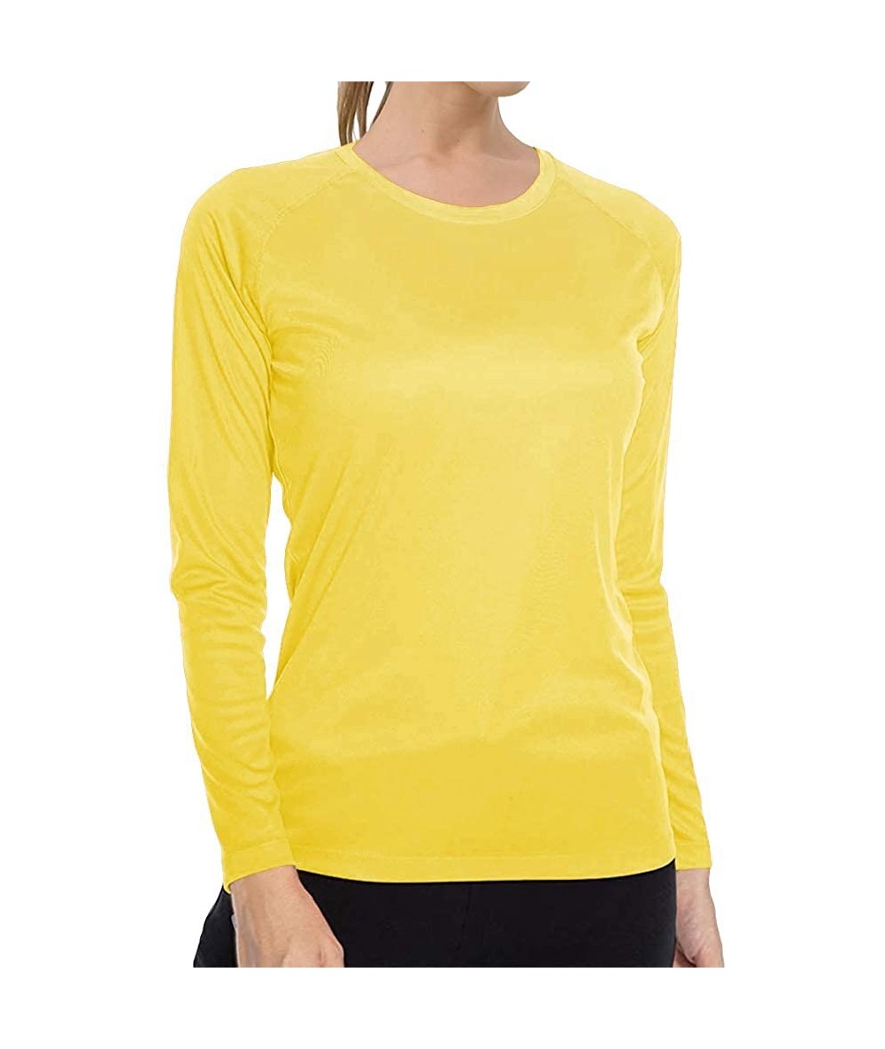 Rash Guards Women's Long Sleeve Shirts Sun Protection Lightweight Hiking UPF 50+ Running Sweatshirts - Yellow - CL19853SE58 $...