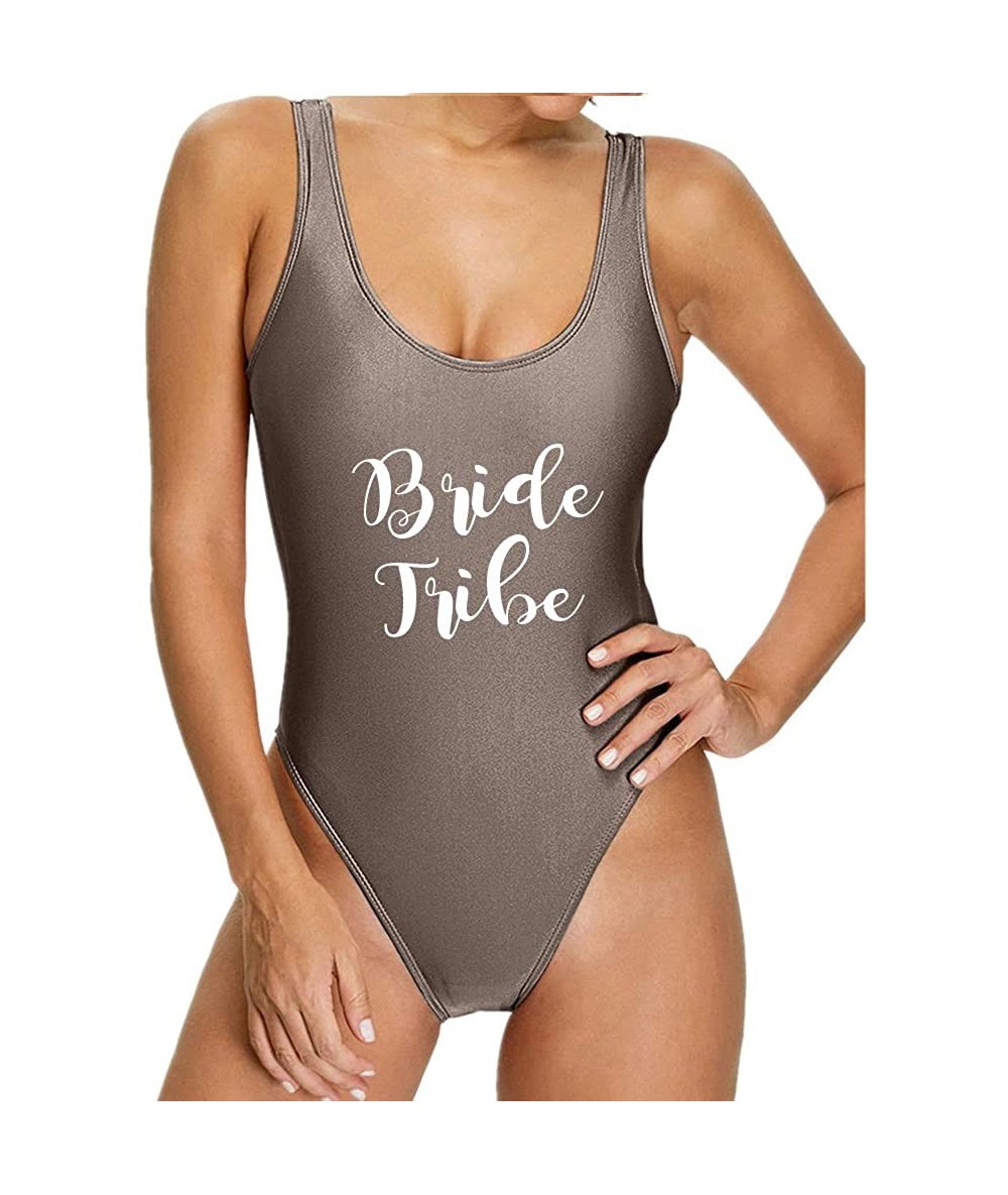 One-Pieces Birde One Piece Swimsuit Swimwear Monokini Bathing Suit Sexy Flouncing High Cut Backless Bridesmaid Gift - Bridetr...