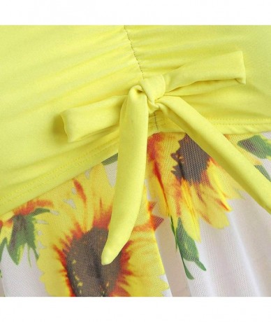 Sets Women's Plus Size Fashion 2 PC Sunflower Print Halter Tankini Swimsuit Camisole Tops Swimwear Thong Bathing Suit Yellow ...