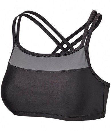 Tankinis UPF 50+ Women's Crisscross Swim Bra - Charcoal - CT18LGZIRWW $56.71