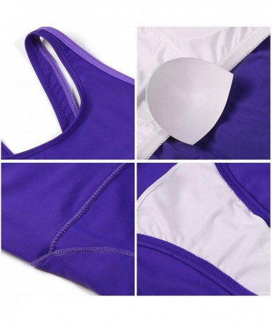 Racing Womens Athletic Racerback One Piece Swimsuits Traning Racing Bathing Suit Sport Swimwear - Purple - C118ED9CCXD $42.49