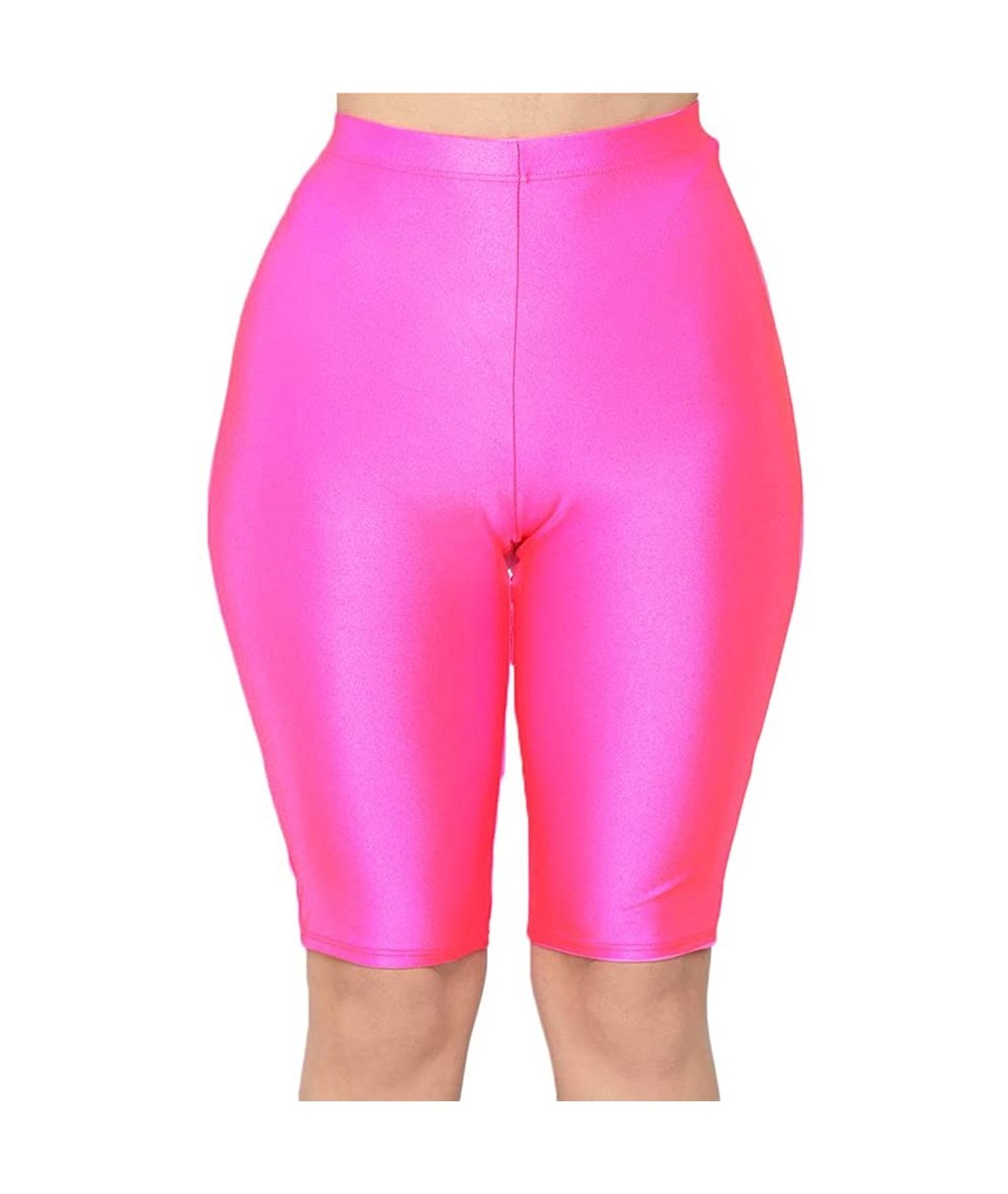 Cover-Ups Women's Biker Shorts High Waisted Leggings Workout Sport Gym Yoga Pants - Rose - CV18UDHKC59 $21.69