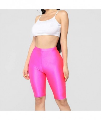 Cover-Ups Women's Biker Shorts High Waisted Leggings Workout Sport Gym Yoga Pants - Rose - CV18UDHKC59 $21.69