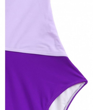 One-Pieces Women's Bathing Suits One Shoulder Cutout One Piece Swimsuit Swimwear Monokini - Purple - CS19CGTUMIQ $43.69