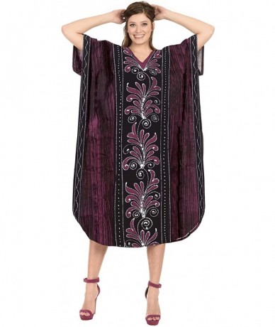 Cover-Ups Women's Caftan Beach Cover Up Night Casual Evening Dress Short Midi - Pink_u965 - CZ12O7OGNYT $43.37