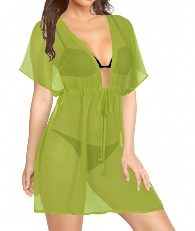 Cover-Ups Cover Ups for Swimwear Women Chiffon Blouse Sheer Swim Bathing Suit D - Green_h892 - CC11QCAQQOR $34.16