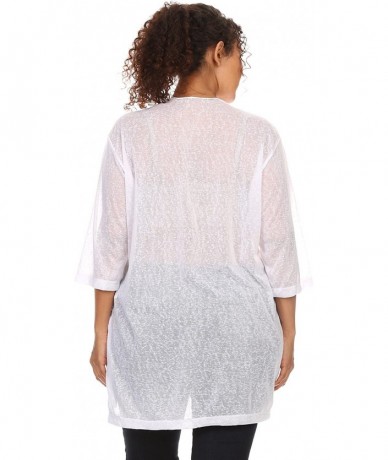 Cover-Ups Plus Size Beach Dress Chiffon Long Sleeve Swimwear Cover-up Made in The USA - White - CF11T44VRM5 $18.22