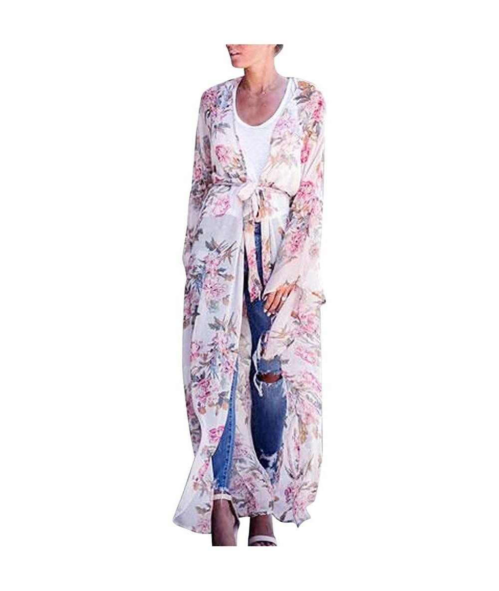 Cover-Ups Women's Kimonos Cardigan Boho Summer Casual Long Outwear Shawl Blouses Beach Swimwear Cover Ups Tops for Women Z02 ...