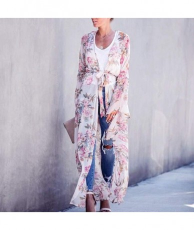 Cover-Ups Women's Kimonos Cardigan Boho Summer Casual Long Outwear Shawl Blouses Beach Swimwear Cover Ups Tops for Women Z02 ...